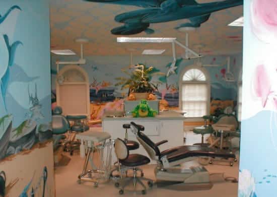pediatric dental offices tend to be geared in a whimsical, fun and entertaining theme to help children feel welcome and comfortable.