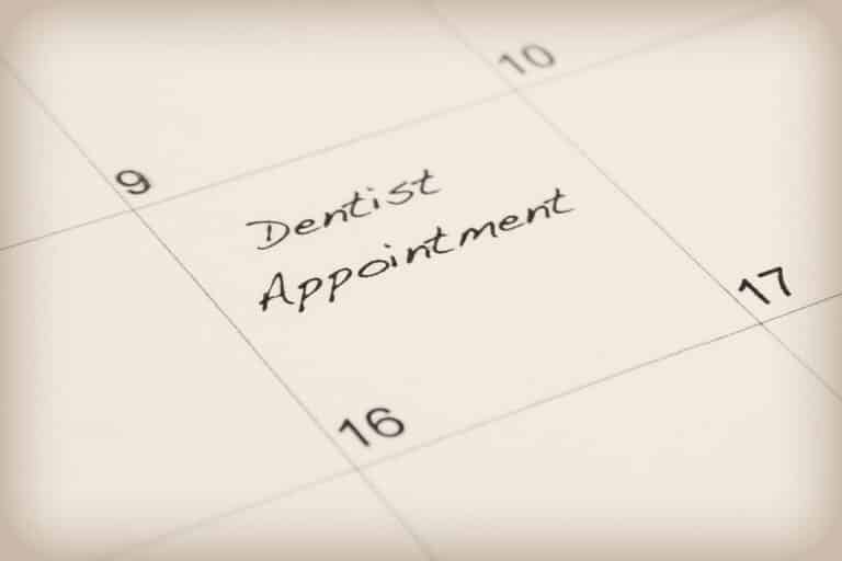 Dentists appointment written in calendar